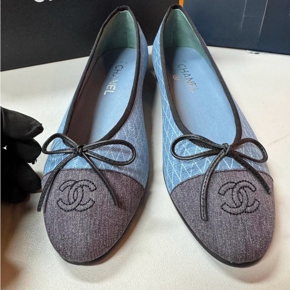 CHANEL Denim Ballet Flats - Picture 1 of 6